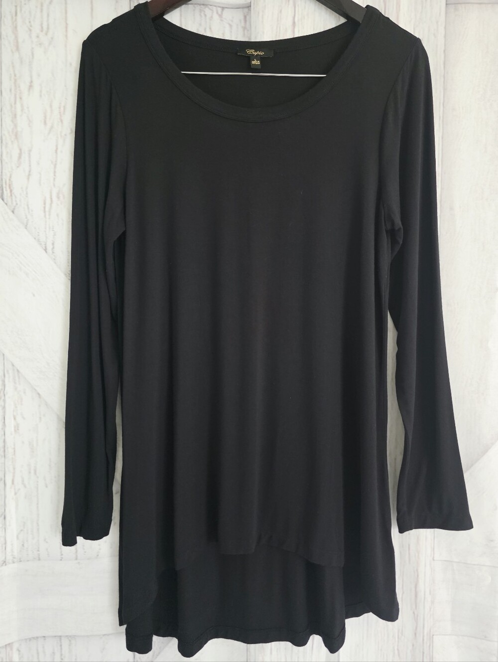 Cupio Black Long Sleeve High-Low Tunic Top Size Large